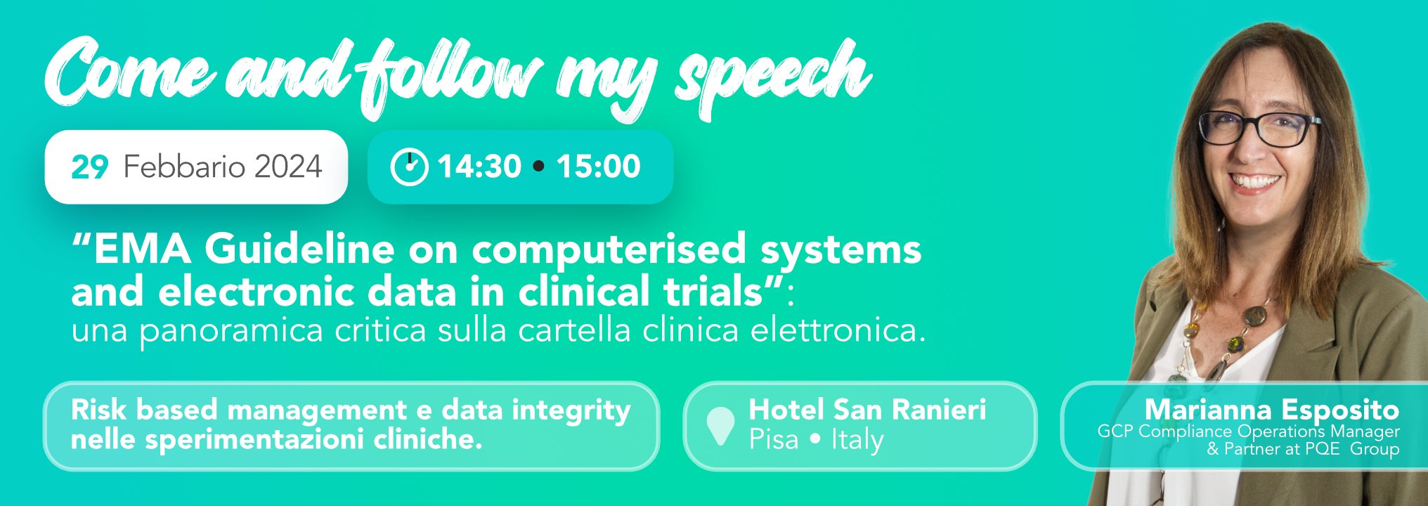 Come and follow Marianna Esposito's speach this February 29th at 14:30 at the Hotel San Ranieri, Pisa Italy